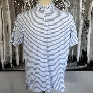 Peter Millar Summer Comfort Mens Short Sleeve Striped Performance Polo - Size L